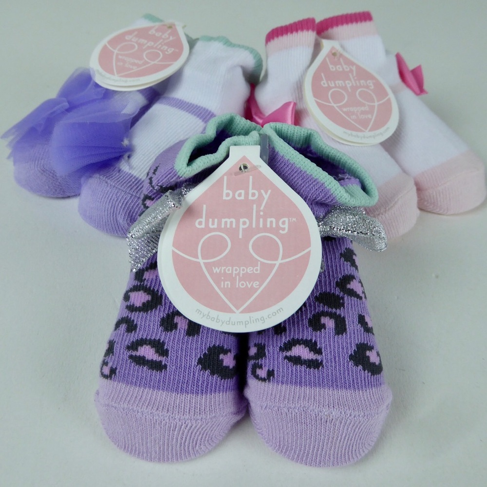 Baby Dumpling Bow Leopard Infant Socks Bundle NWT